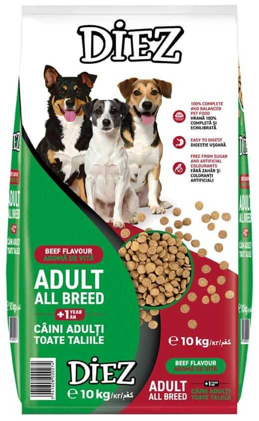 Diez Karma dla psa o smaku wołowiny 10 kg - sucha karma dla dorosłych psów o smaku wołowiny.