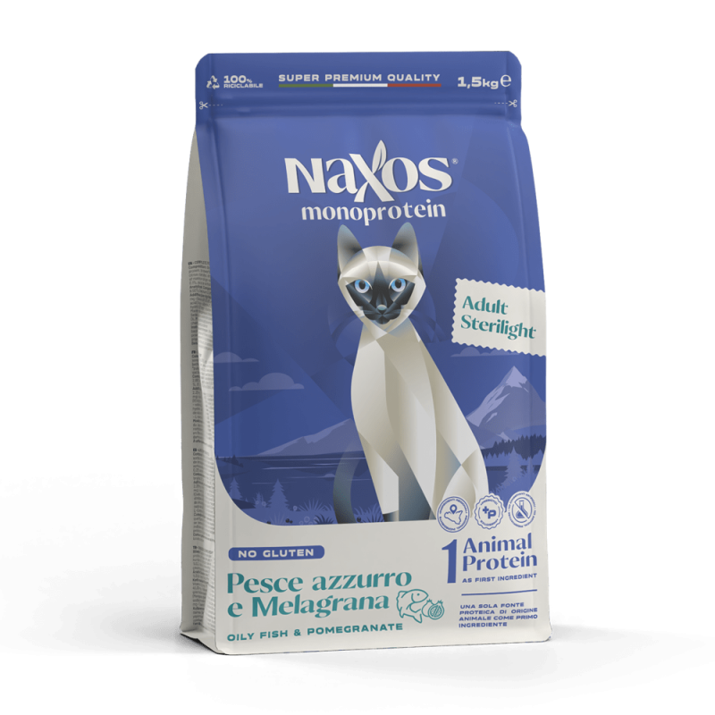 NAXOS CAT STERILIZED MONO - ryba z granatem - monobiałkowa karma dla kotów sterylizowanych 1,5 kg