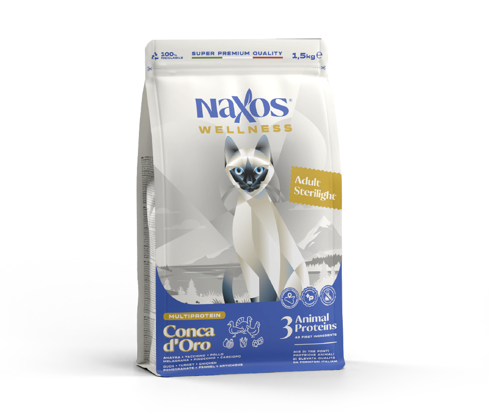 NAXOS CAT STERILIZED - kaczka, kurczak, indyk - karma dla kotów sterylizowanych 1,5 kg