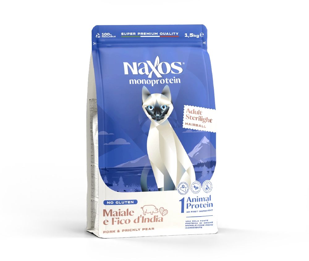 NAXOS CAT STERILIZED MONO - wieprzowina i opuncja figowa - monobiałkowa karma dla kotów sterylizowanych 1,5 kg