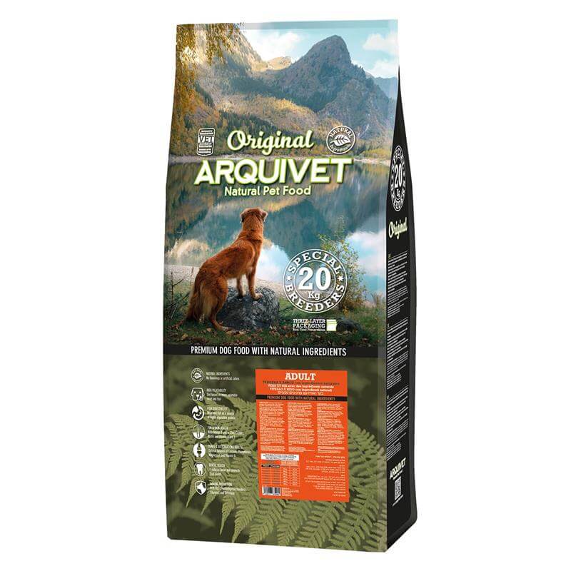 ARQUIVET Original cielęcina z ryżem 20 kg premium dog food package with natural ingredients.